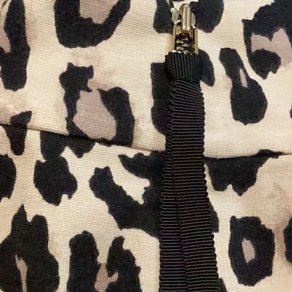 Kate Spade Leopard Cheetah Print Long Sleeve Mock Neck Top Size 4 Ponte